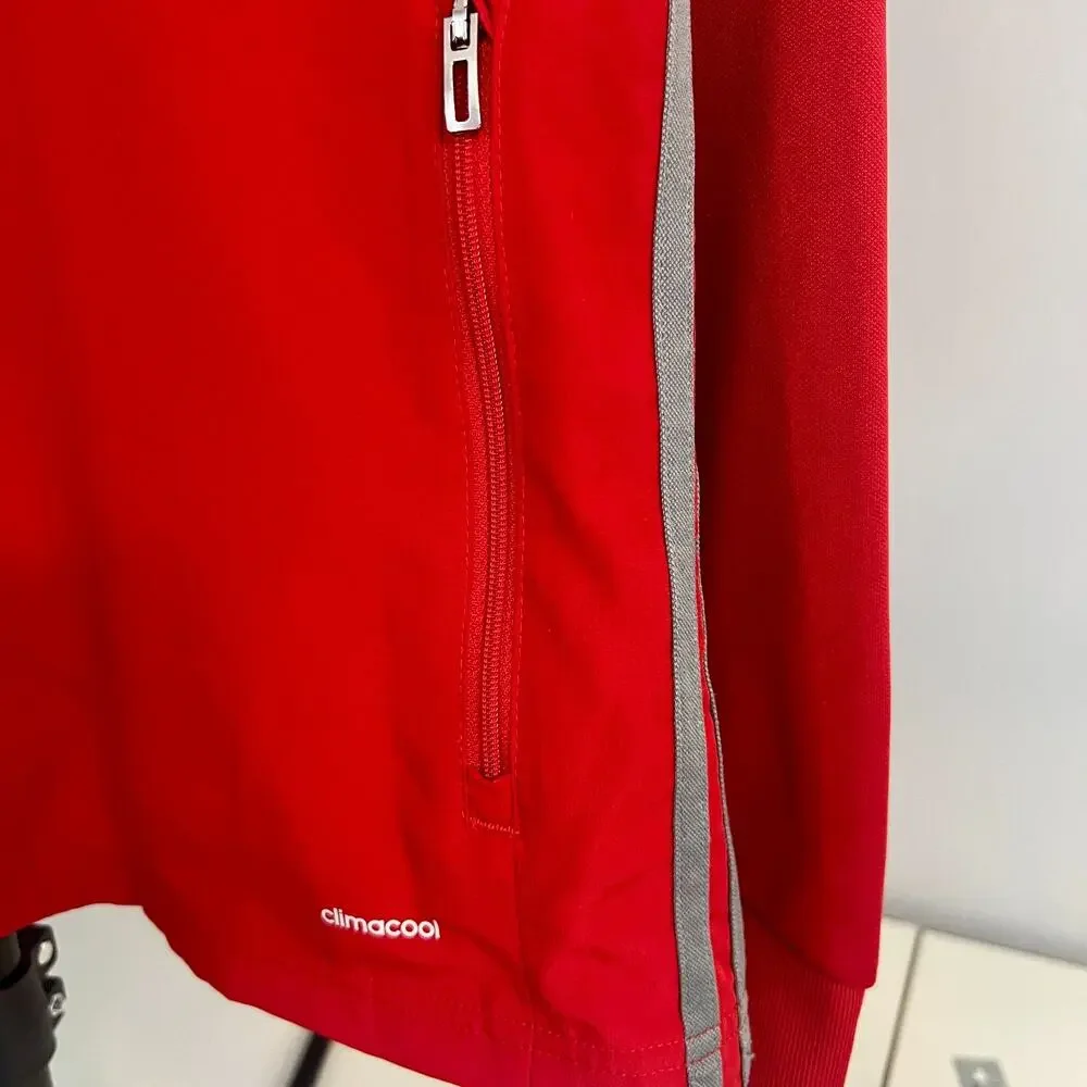 Adidas Climacool Training Jacket Mens UK XL Red Mesh Lined 3 Stripe Activewear